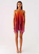 Juliana ombré chiffon halter mini dress