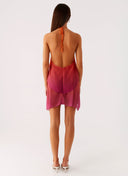 Juliana ombré chiffon halter mini dress