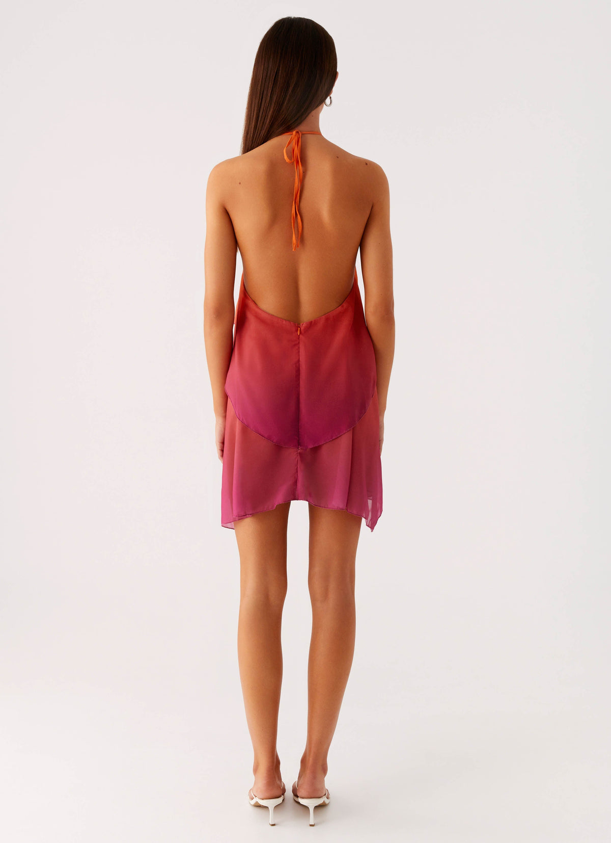 Juliana ombré chiffon halter mini dress