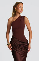 Sidonie one-shoulder satin maxi dress