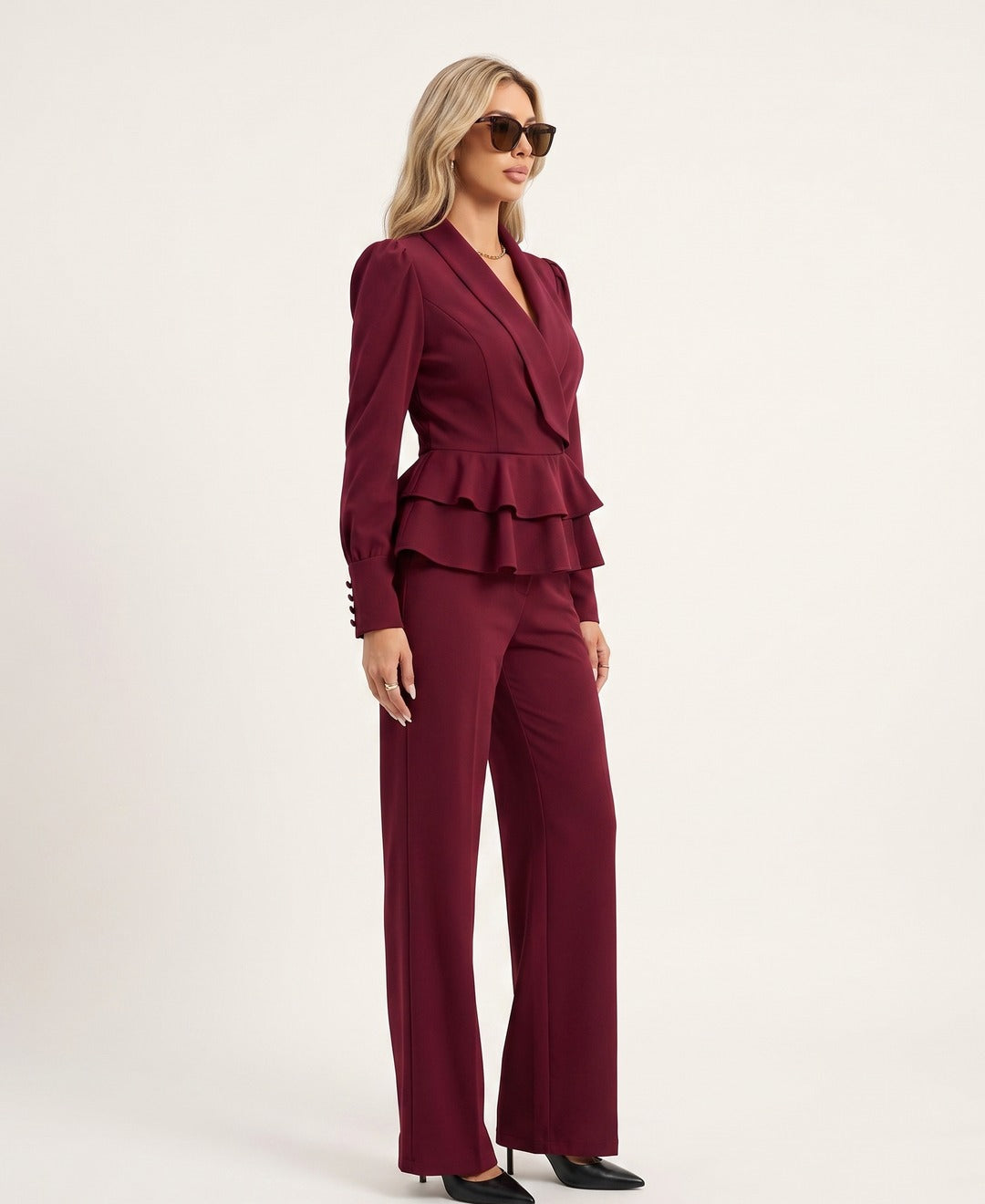 Colette Suit Burgundy side
