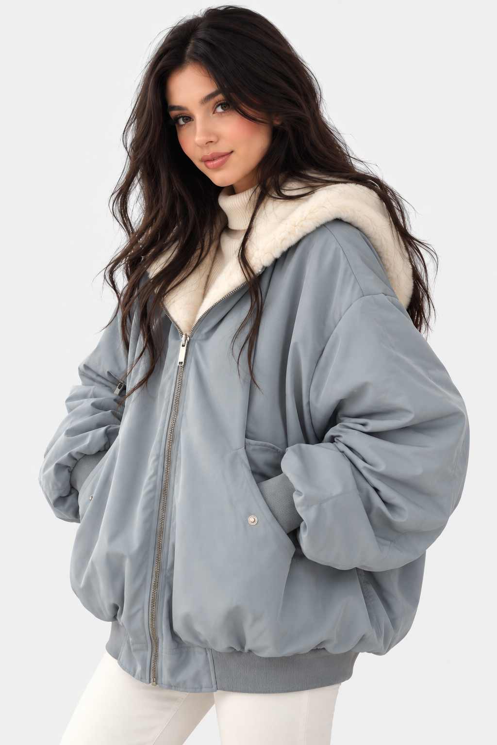 Women Reversible Oversized Fleece Jacket