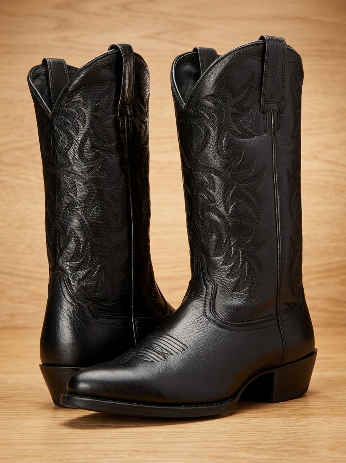 Ainsley Embroidered Cowboy Boots in Black