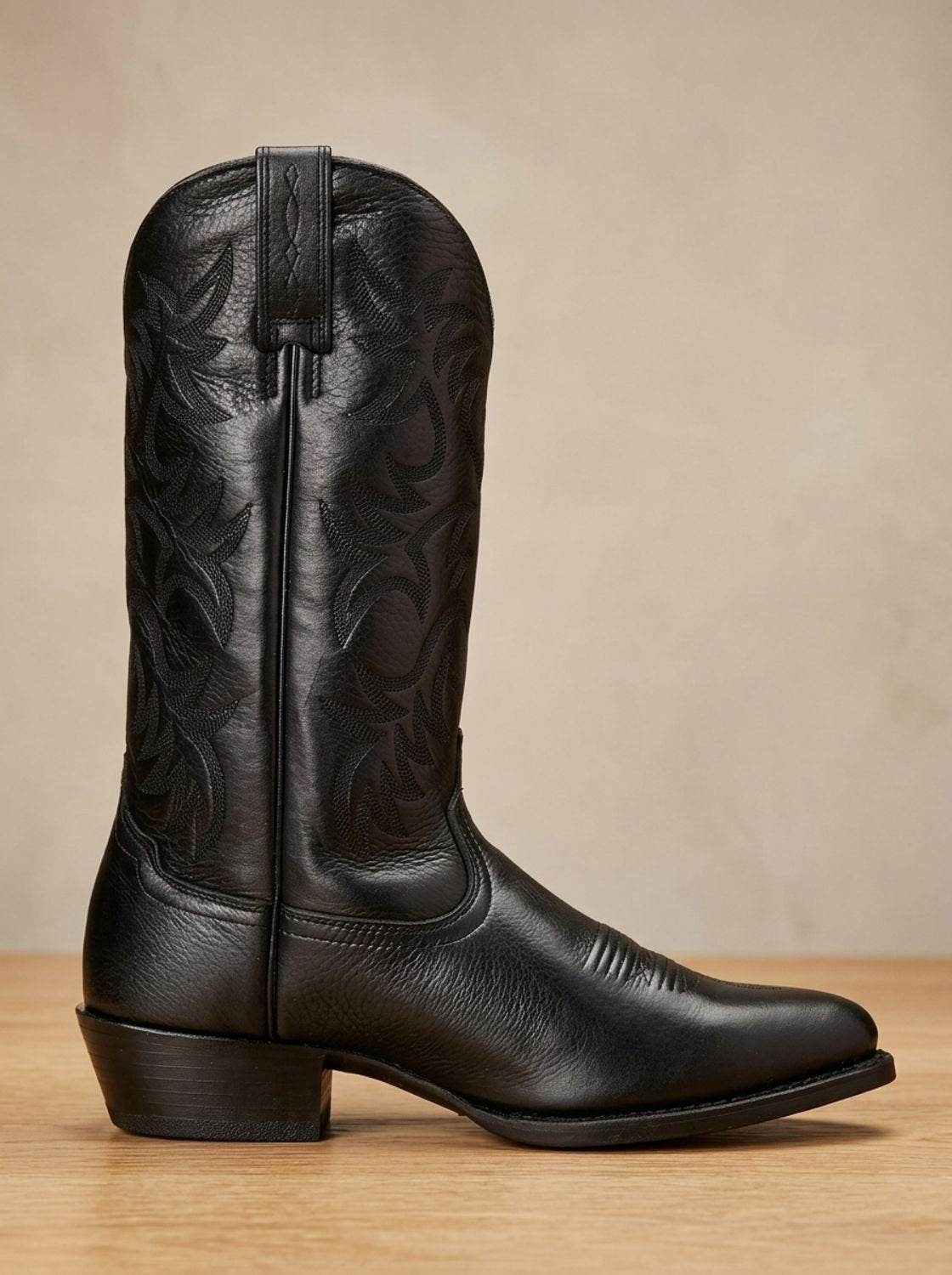 Ainsley Embroidered Cowboy Boots in Black
