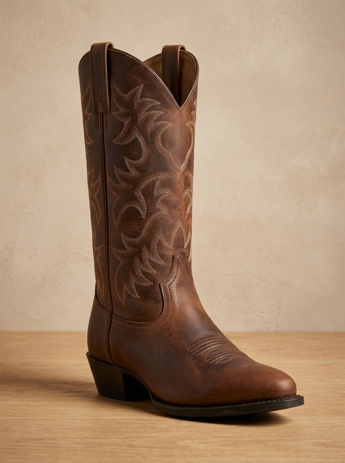 Ainsley Embroidered Cowboy Boots in Brown