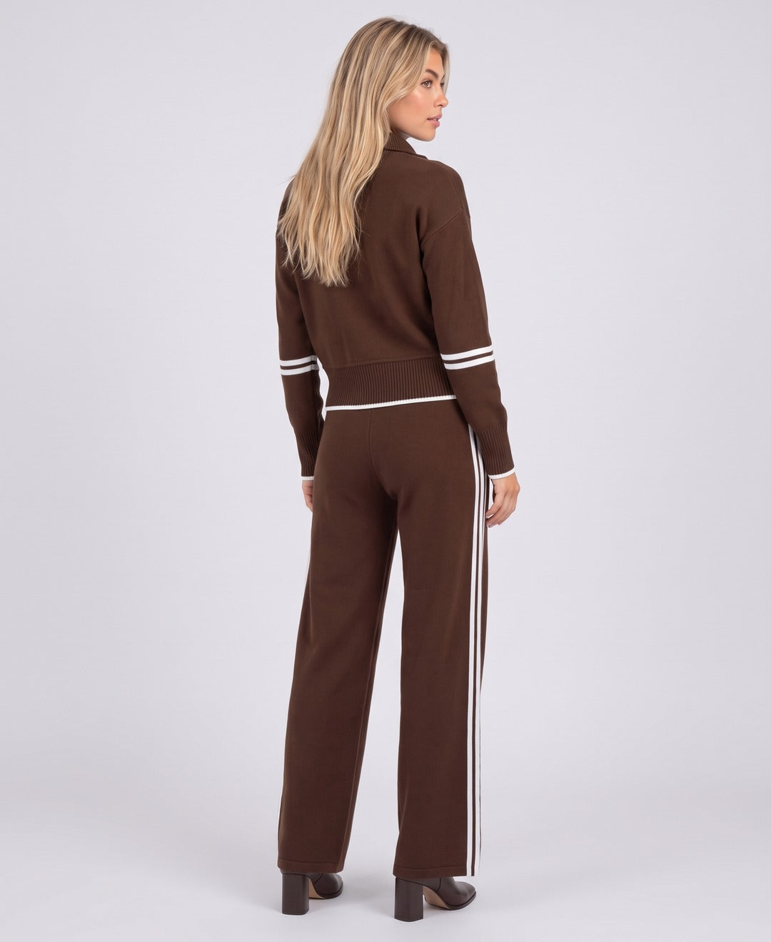 Reyna Track Set in Dark Brown, back view