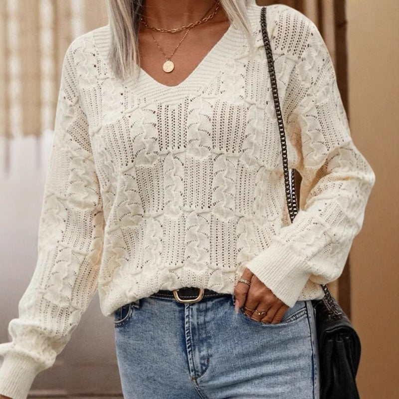 Skye Open Knit Lace Up Back Jumper in Cream