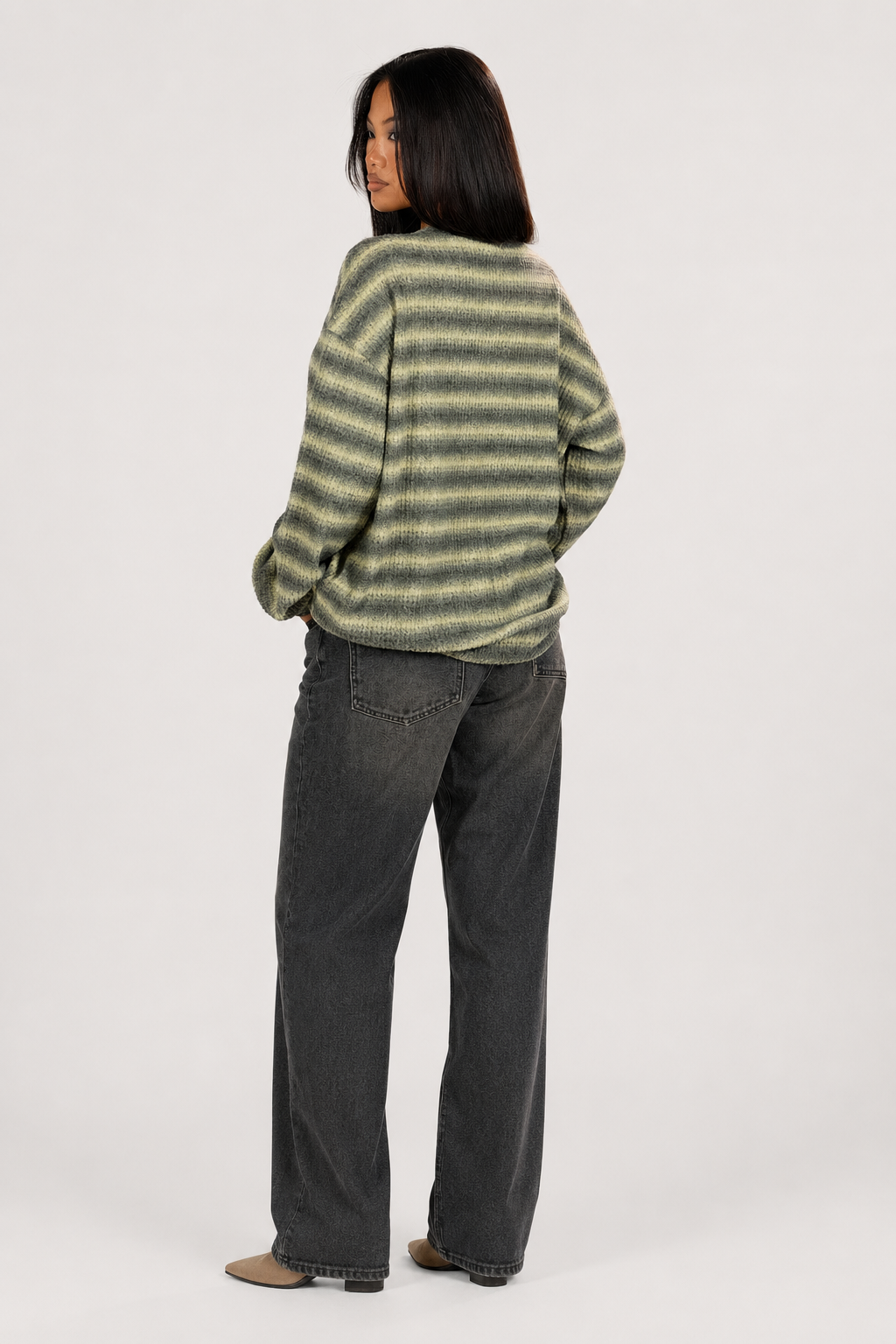Femme Pull Oversize Rayé en Maille