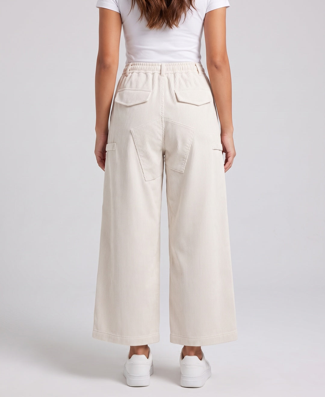 Rhea Trousers in Off-White corduroy, back view