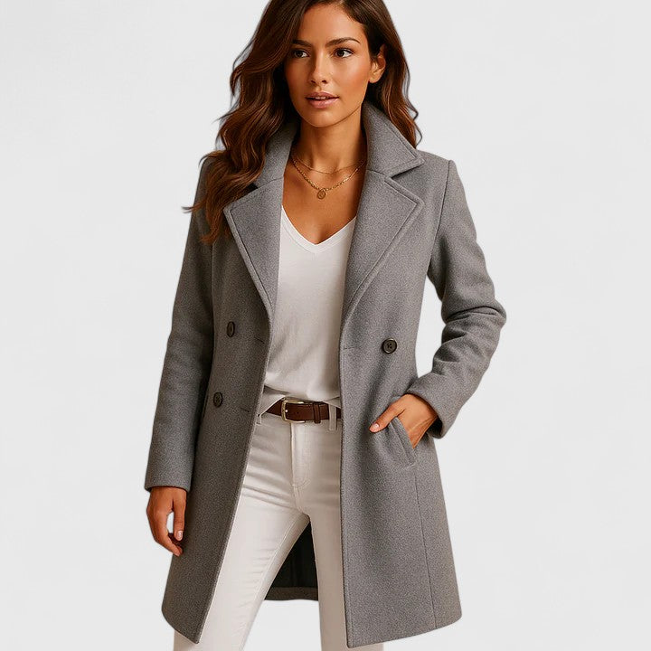 Jackie Tailored Double Breasted Coat in Grey