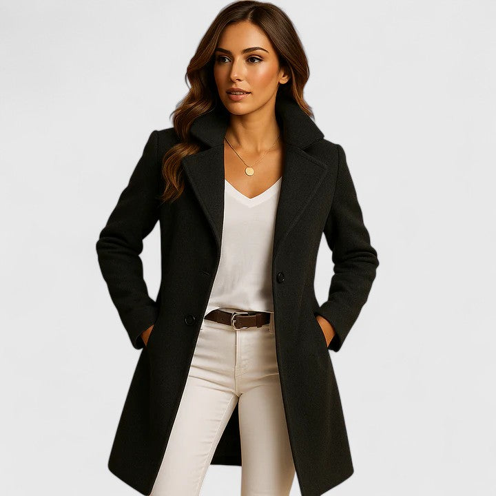 Jackie Tailored Double Breasted Coat in Black