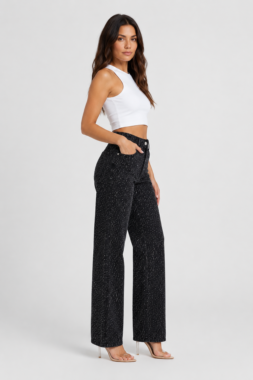 Jamie Wide Leg Sparkle Jeans