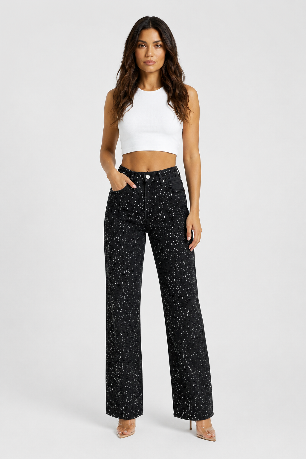 Jamie Wide Leg Sparkle Jeans