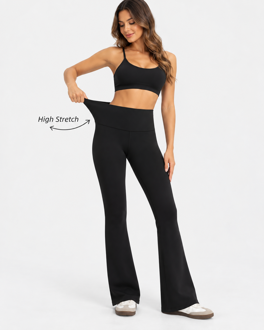 Women Fleece Lined Stretch Flare Leggings