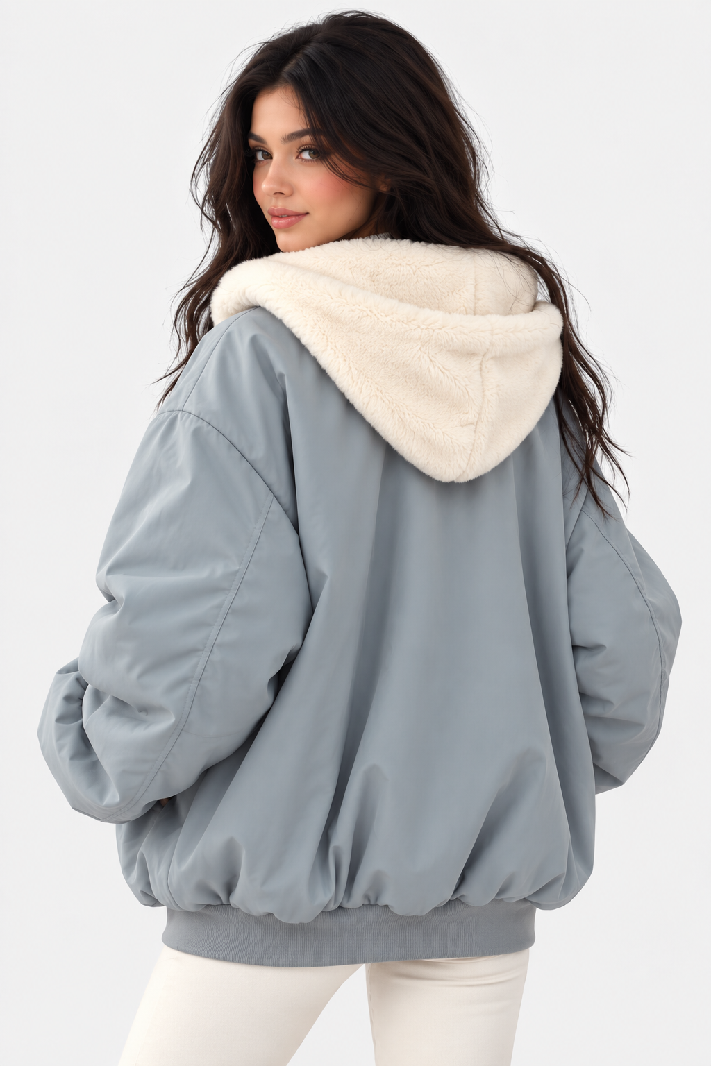 Women Reversible Oversized Fleece Jacket