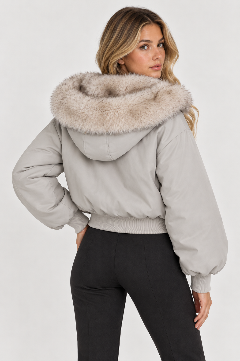 Agnes Faux Fur Lined Hooded Bomber