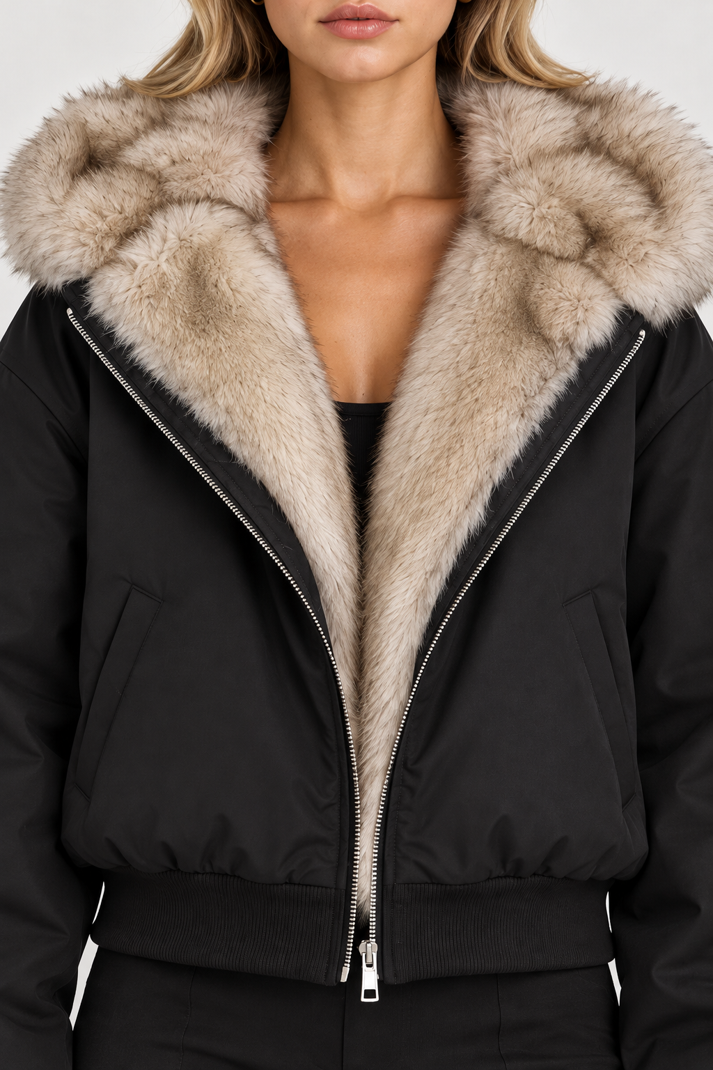 Agnes Faux Fur Lined Hooded Bomber