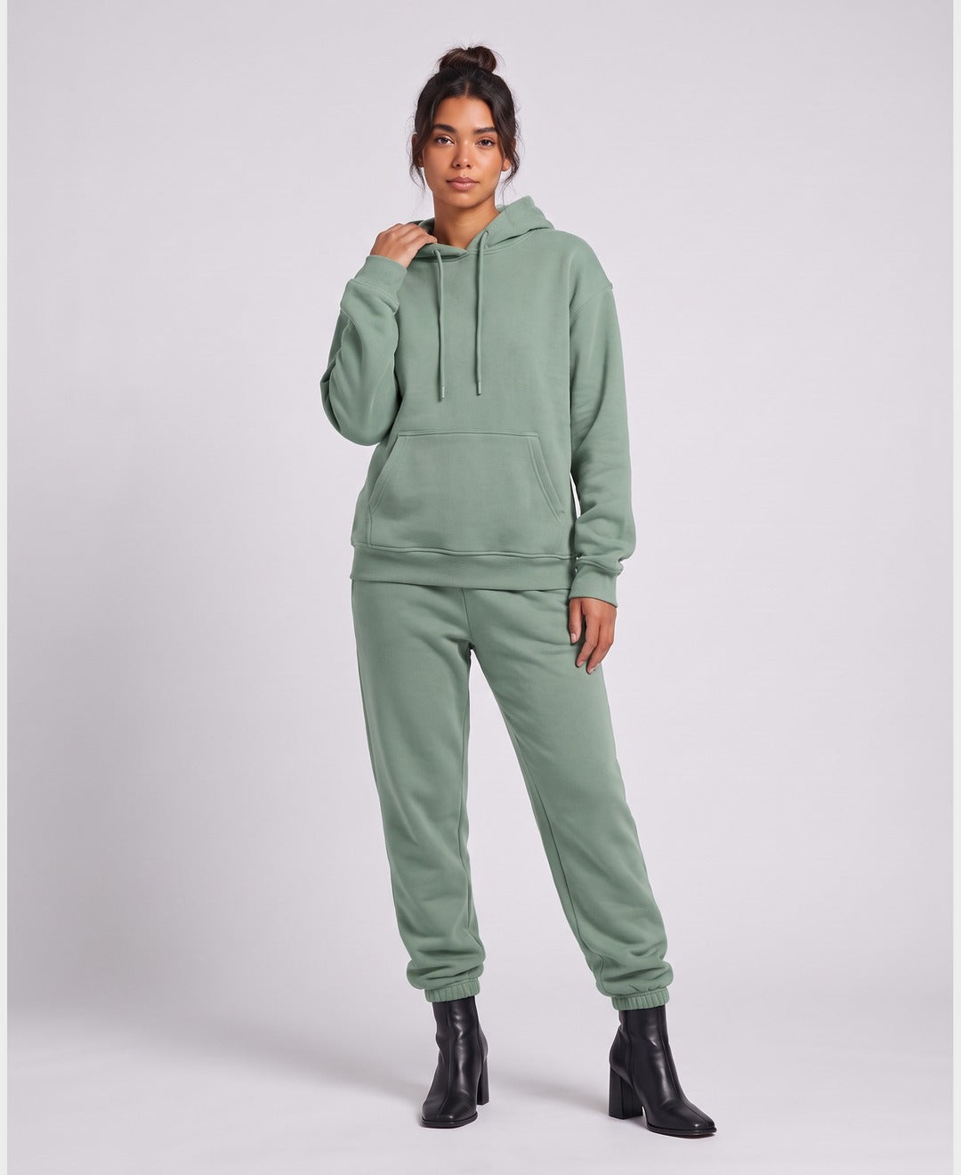 Giselle Hoodie Jogger Set in Green, front view