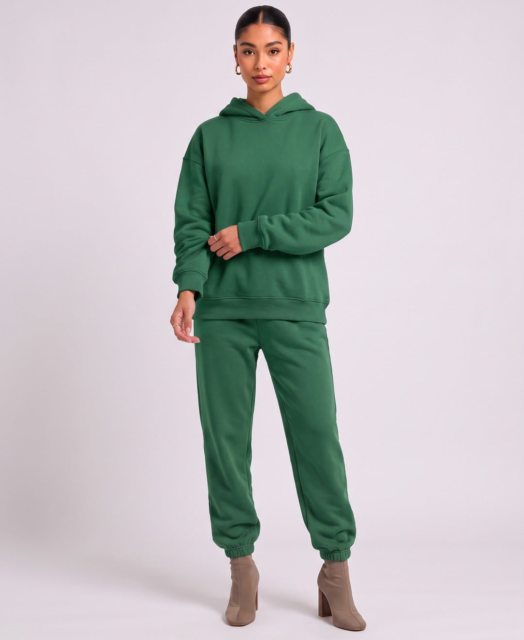 Esme Hoodie Jogger Set in Green, front view