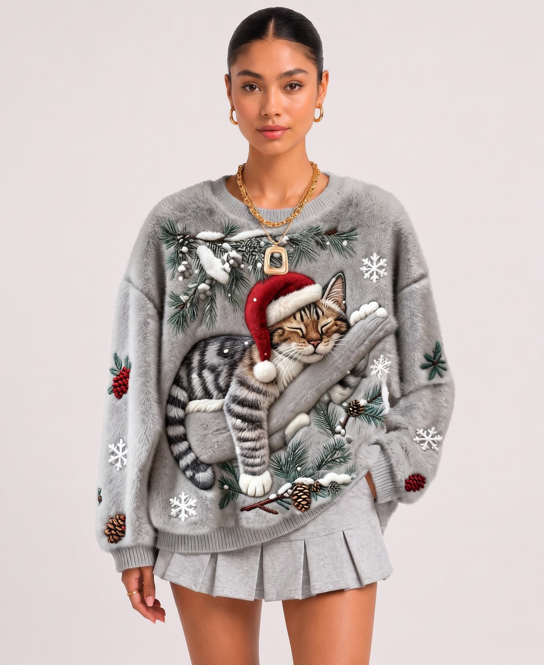 Tinsel Jumper in Grey, front view