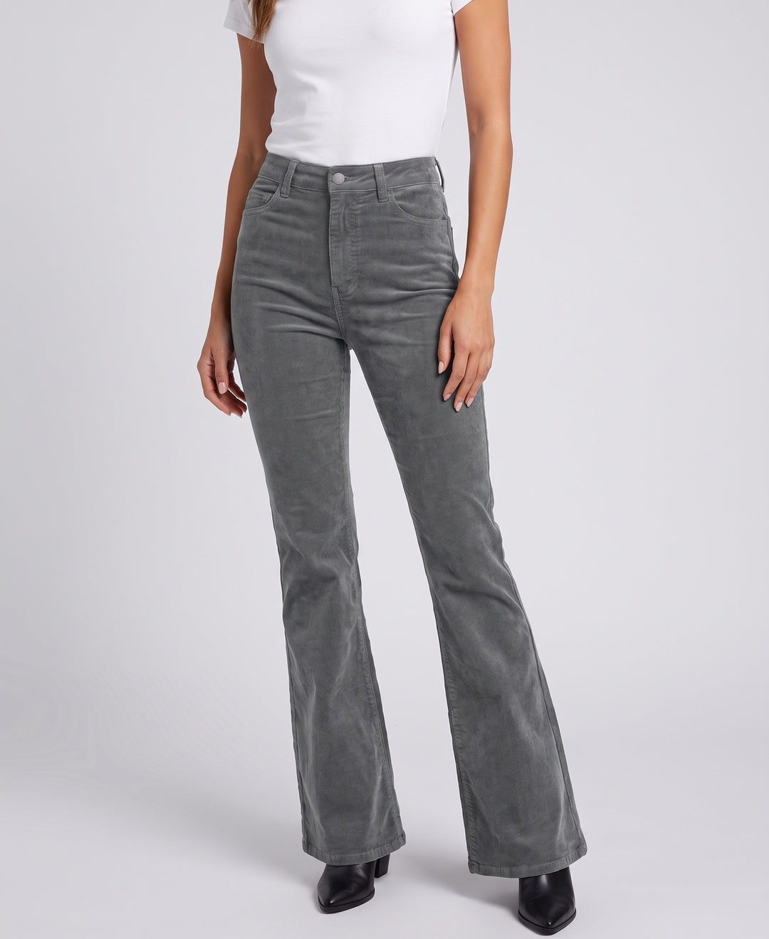Delphina Trousers in Grey corduroy, front view