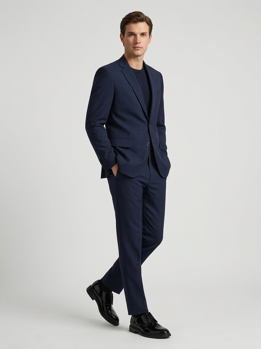 Adam Lace Up Derby Shoes in Glossy Black