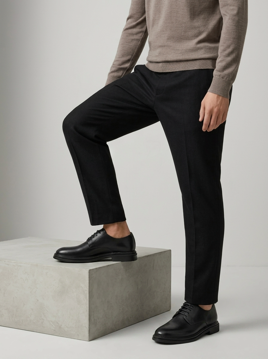 Adam Lace Up Derby Shoes in Matte Black