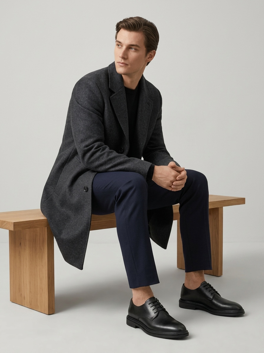 Adam Lace Up Derby Shoes in Matte Black