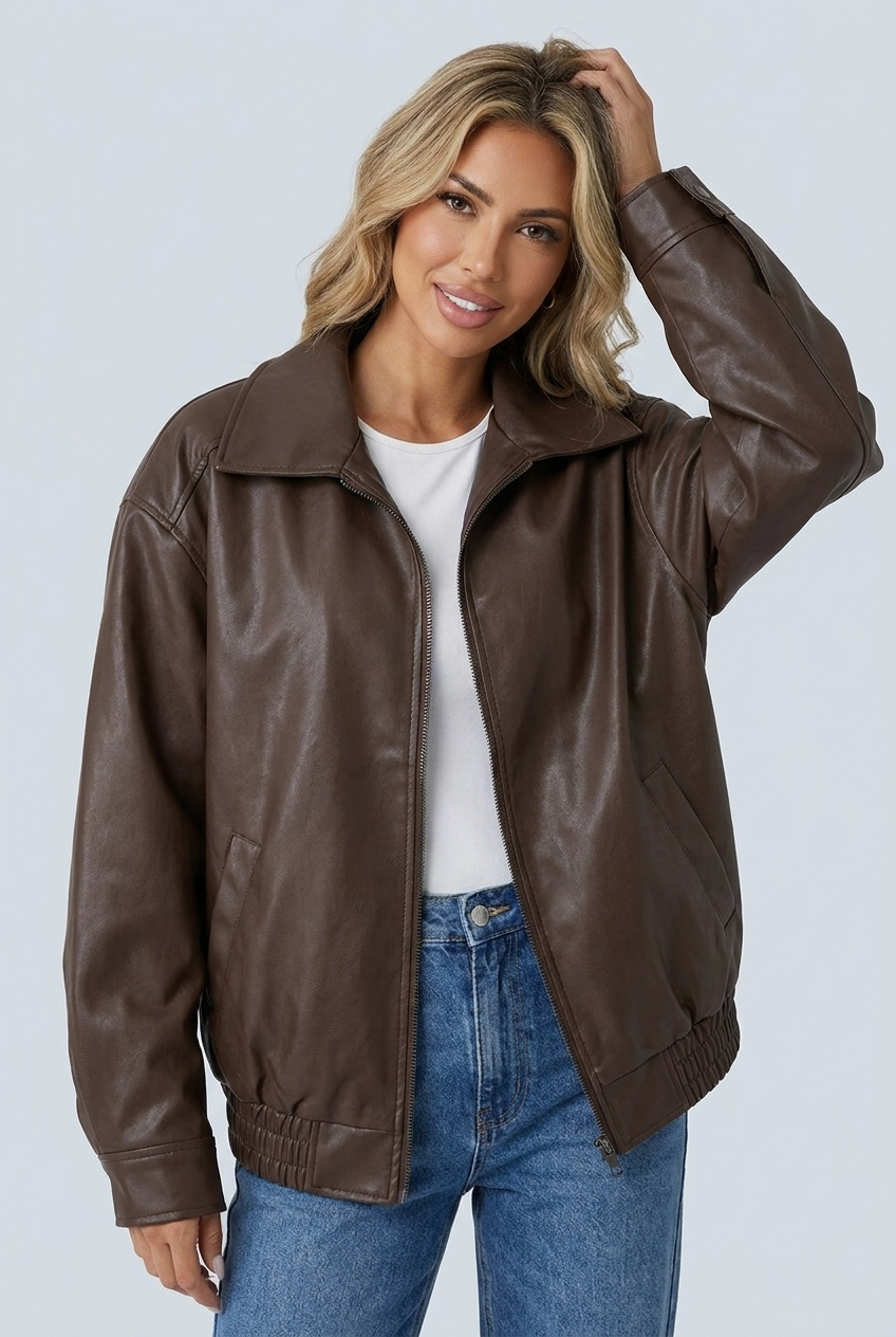 Sienna jacket – Brown closeup