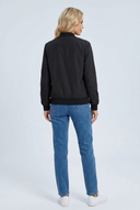 Womens zip up bomber jacket black back