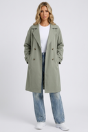 Womens oversized trench coat sage front