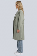 Womens oversized trench coat sage side