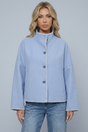 Womens cropped wool stitch jacket blue hero