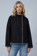 Womens cropped wool stitch jacket black hero