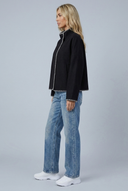 Womens cropped wool stitch jacket black side