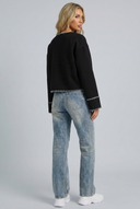 Womens cropped wrap stitch jacket black back