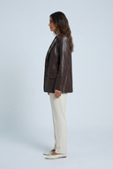 Brown faux leather blazer side