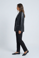 Black faux leather blazer side