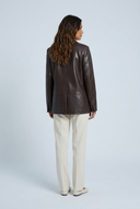Brown faux leather blazer back