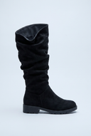 Black slouchy suede-look knee high boots side