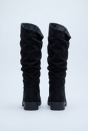 Black slouchy suede-look knee high boots back