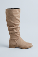 Apricot slouchy suede-look knee high boots side