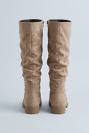 Apricot slouchy suede-look knee high boots back