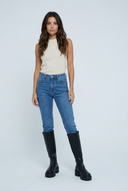 Black chunky lug sole knee high boots full