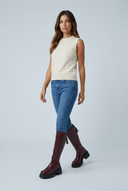 Burgundy chunky lug sole knee high boots full