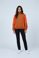 Orange colourblock half-zip windbreaker jacket front