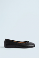 Black leather split toe tabi ballet flats side