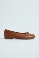 Brown leather split toe tabi ballet flats side