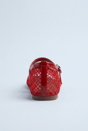 Red fishnet mesh mary jane ballet flats back
