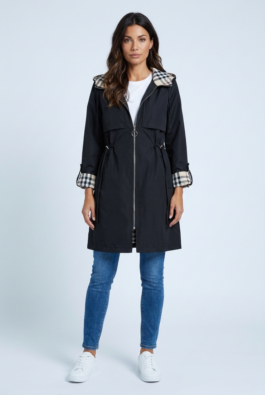 Millie hooded waterproof parka coat Black